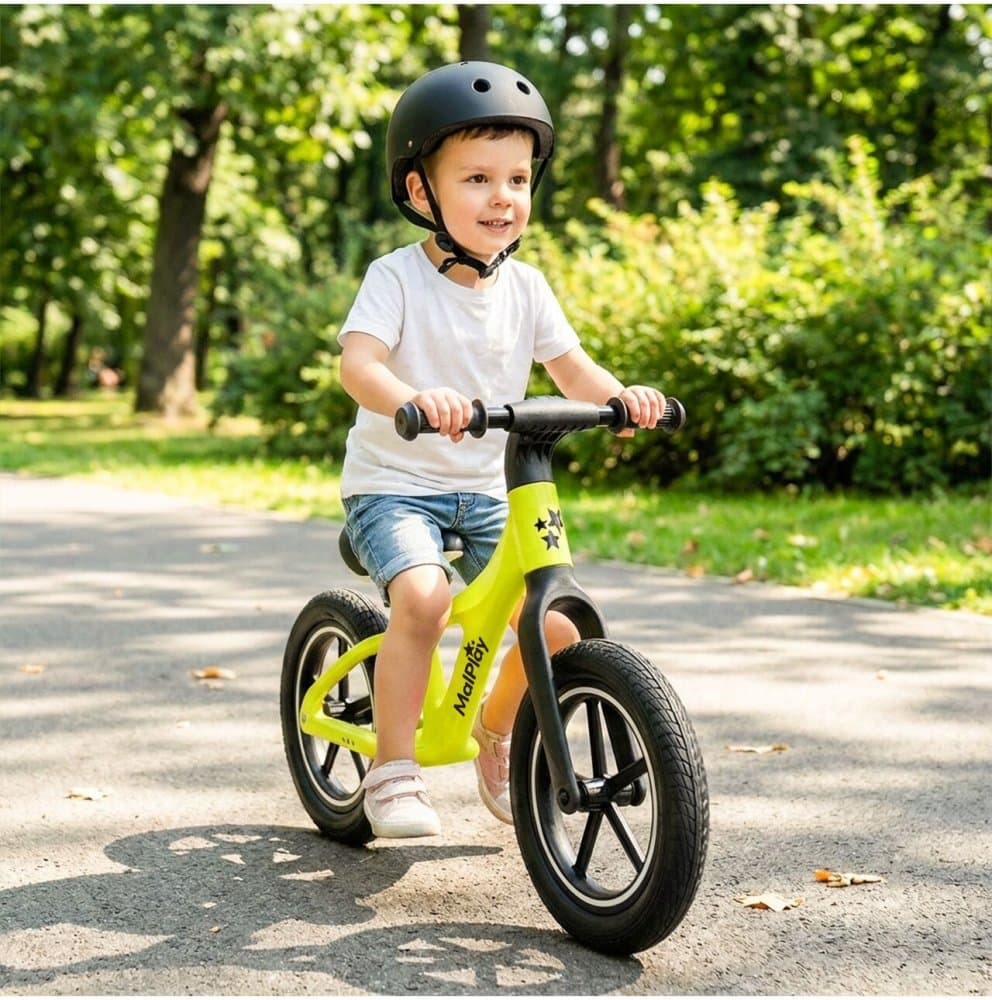 Bicicleta fara pedale pentru copii Malplay Lemon, cu saua reglabila, roti 12 inch din PU, 55 x 89 x 42 cm