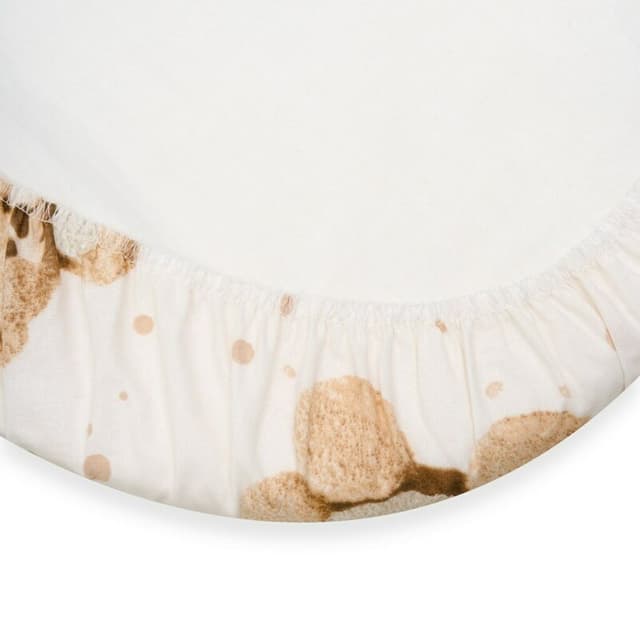 Cearceaf cu elastic New Baby Teddy bear beige din bumbac pentru landou 35 x 75 cm