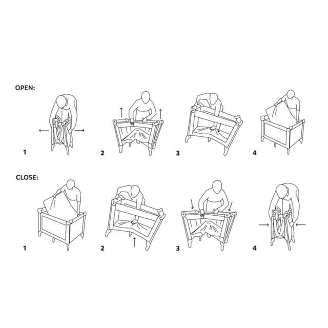 Patut pliabil pentru copii PetiteMars Koot Gri Charcoal cu roti, functie de tarc, pliere compacta, include geanta de transport, intrare laterala cu fermoar, greutate admisa 15 kg, 0-30 luni, 120x60 cm