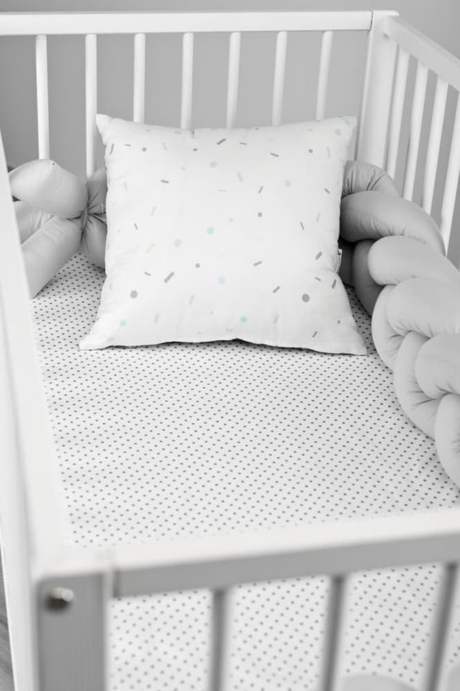 Cearceaf imprimat Sensillo Dots pentru saltea copii 120x60 cm,banda elastica de fixare,material din bumbac 100