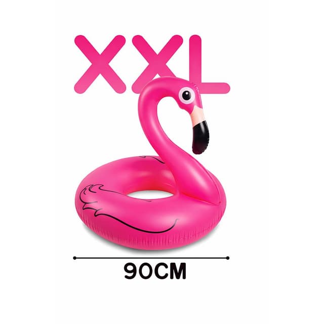 Colac gonflabil flamingo roz, pentru adulti si copii, material pvc, 90 cm