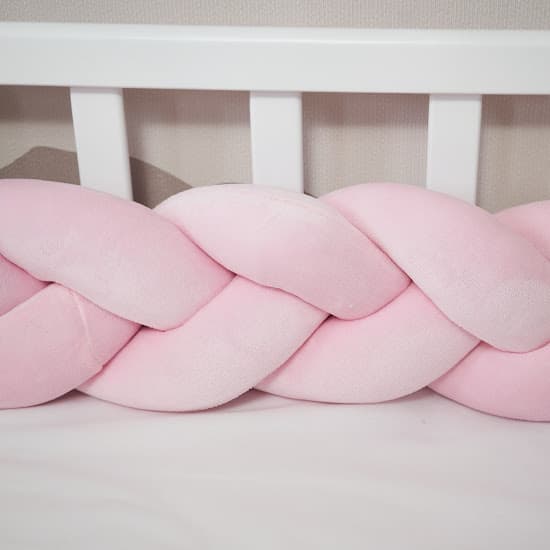 Protectie laterala roz impletita Twins tip cosita, cu 3 fire 200 cm