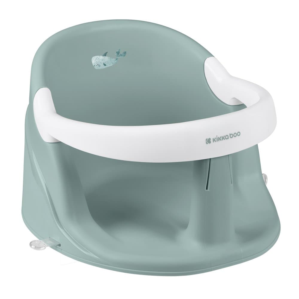 Scaun de baie pentru copii KikkaBoo Ocean Deep Sage,sistem de fixare cu ventuze,Spatar inalt si margine de protectie,recomandat de la 6 luni