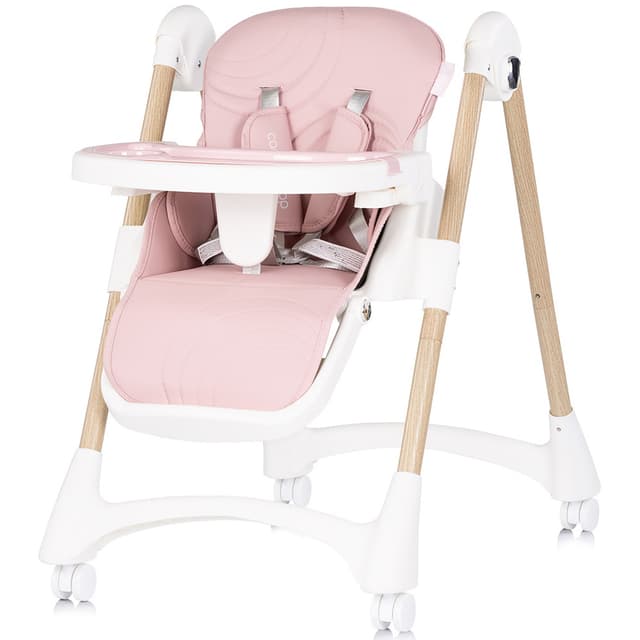 Scaun de masa pentru copii Chipolino Candy Shop Powder Pink cu spatar reglabil in 3 pozitii, inaltime reglabila, 4 roti