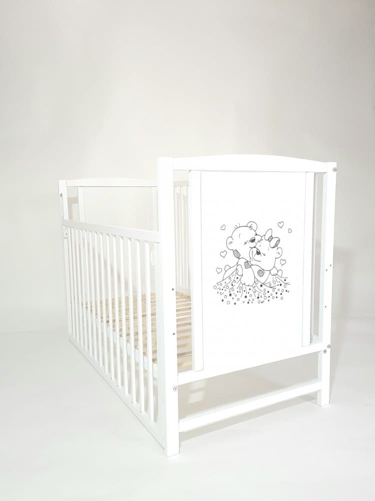 Patut pentru copii Bears din lemn masiv cu laterala culisabila si functie co-sleeper 120x60 cm
