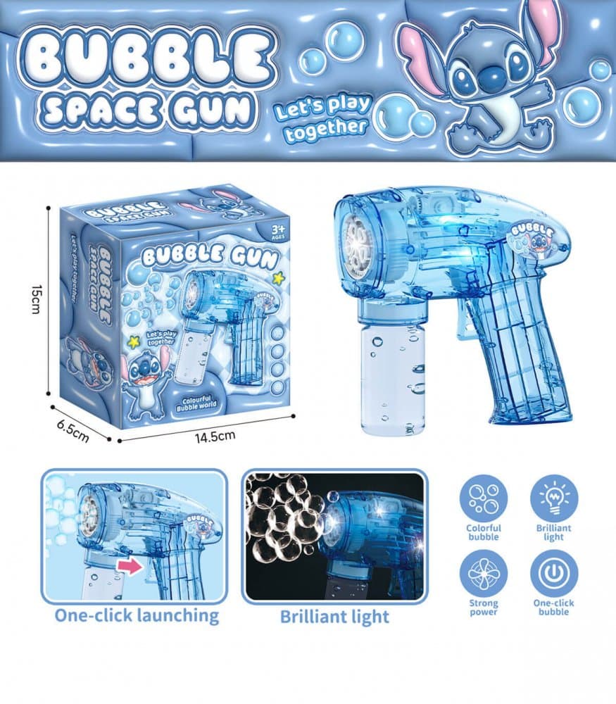 Pistol transparent pentru baloane de sapun Stitch