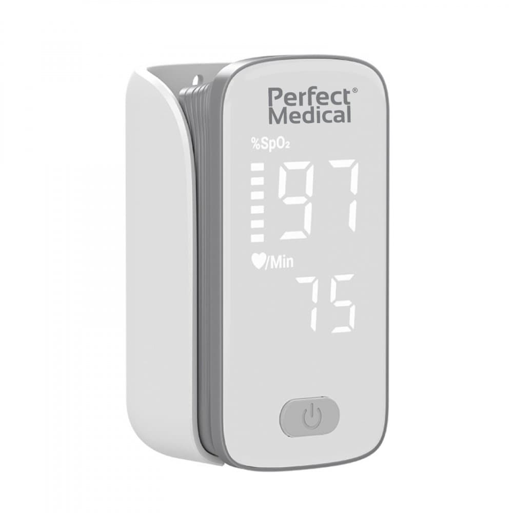 Pulsoximetru de deget Perfect Medical, monitorizare SpO2 si puls, alb