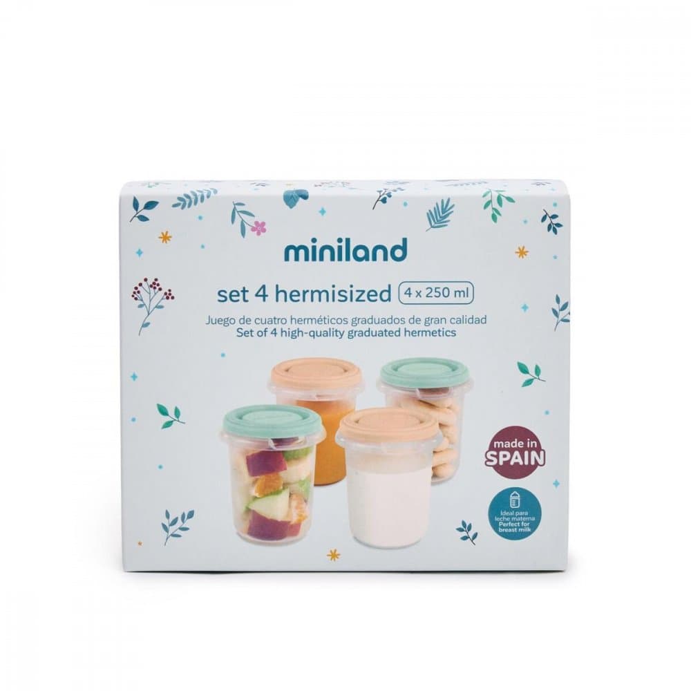 Set 4 recipiente ermetice pentru stocare hrana Dreamland 250 ml