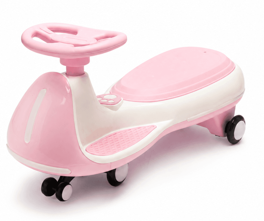 Vehicul electric tip PlasmaCar pink pentru copii Nichiduta, design sportiv fara pedale, volan ergonomic, echipat cu 2motoare performante, acumulator de 12V 4.5AH