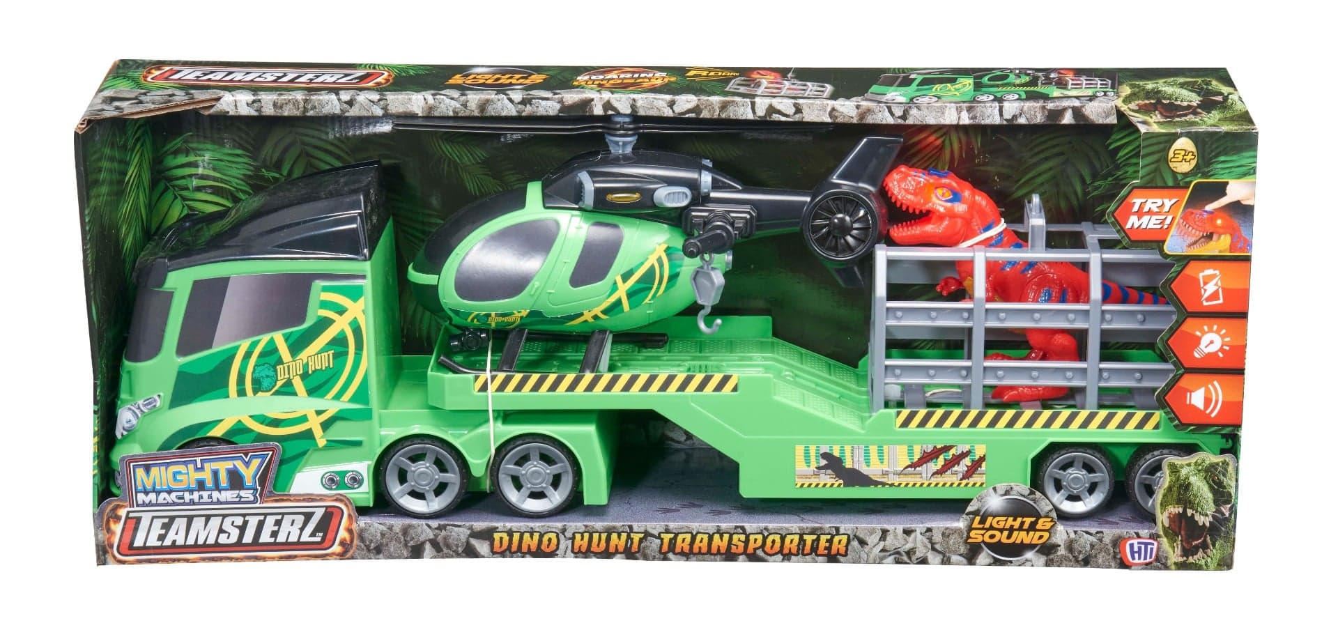 Transportor cu elicopter si dinozaur, Teamsterz, cu lumini si sunete