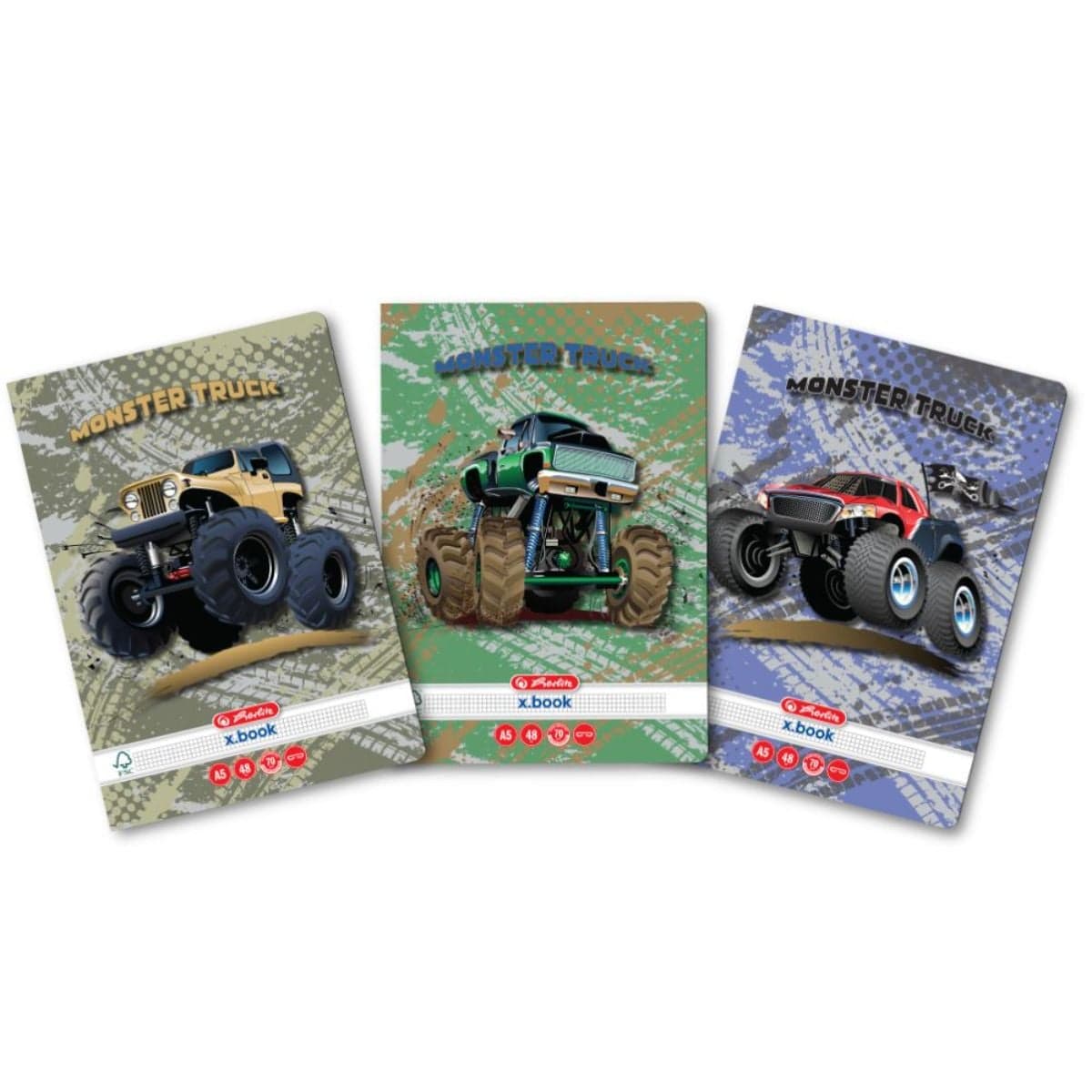 Caiet A5, 48 file, patratele, motiv Monster Truck, Herlitz