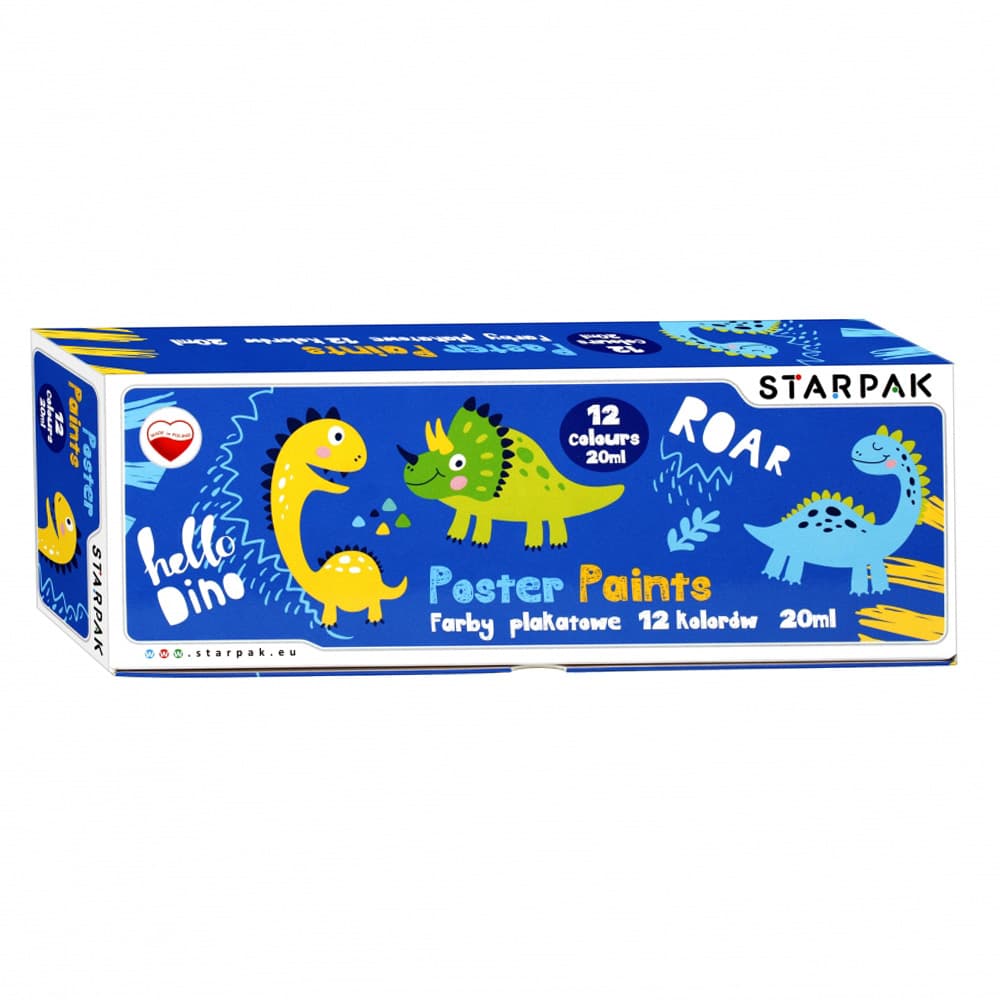 Acuarele de pictat Starpak, Dino, 12 culori, 20 ml
