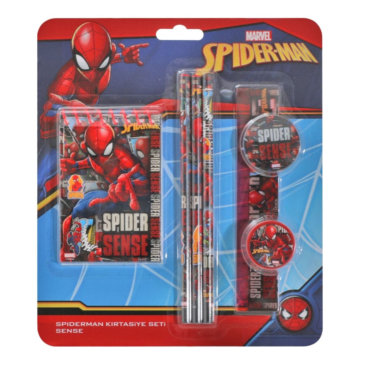 Set instrumente de scris, cu agenda, Spiderman, 7 buc