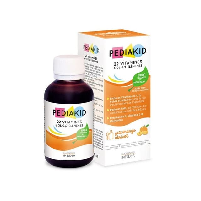 Sirop cu gust de portocale si caise 22 de Vitamine si Oligoelemente, 125 ml, Pediakid