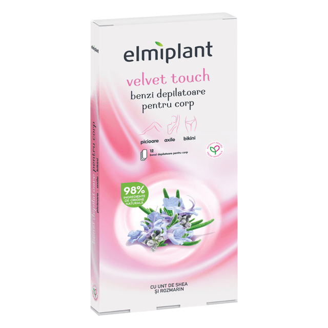 Benzi depilatoare pentru corp Velvet touch, 12 benzi, Elmiplant