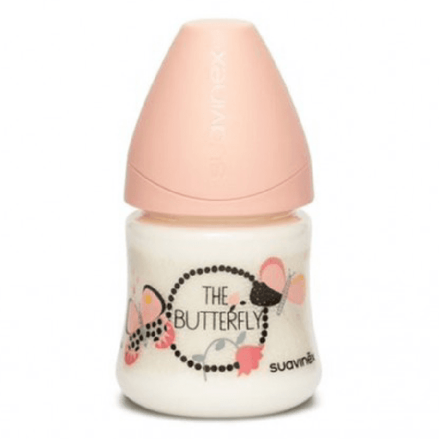 Biberon cu debit lent, fluture portocaliu, Fusion, 150 ml, Suavinex
