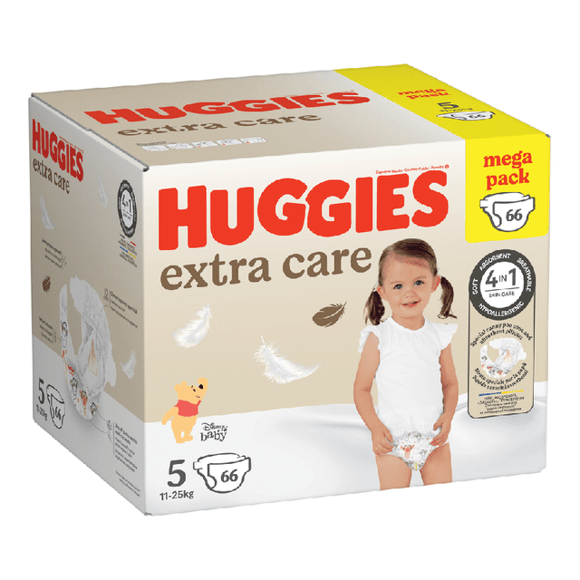 Scutece Extra Care Marimea 5, 11-25 kg, 66 bucati, Huggies