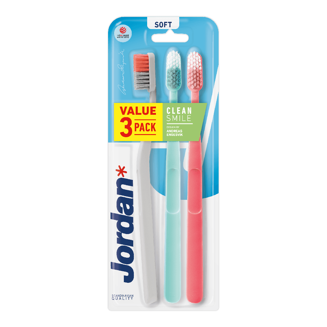 Set Periute de dinti pentru adulti Clean Smile, Soft, multicolor, 3 bucati, Jordan