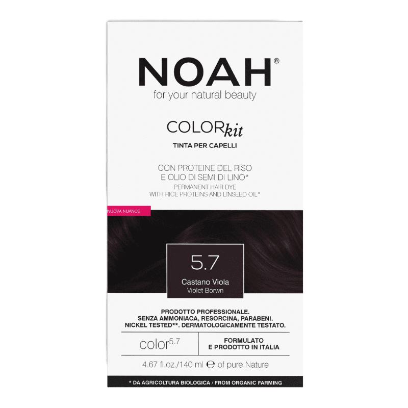 Vopsea de par naturala fara amoniac, 5.7 Saten violet, Color kit, 140 ml, Noah