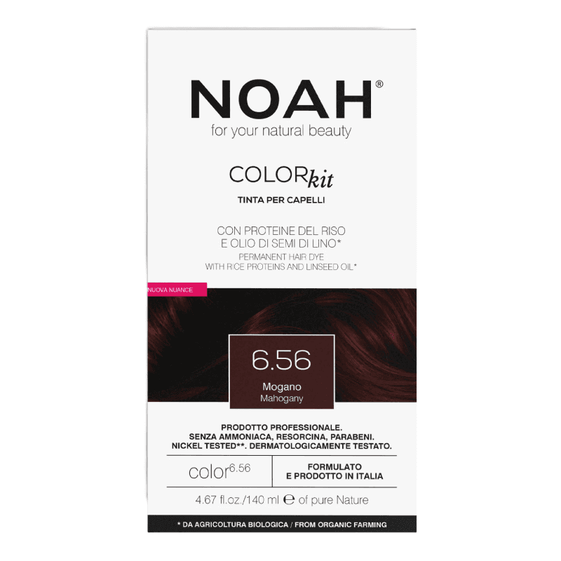 Vopsea de par naturala fara amoniac, 6.56 Mahon, Color kit, 140 ml, Noah